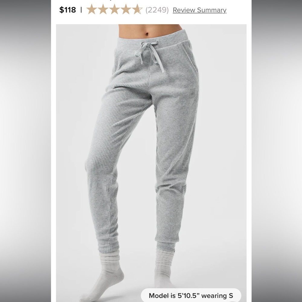 ALO NEW Yoga Gray Ribbed Pants